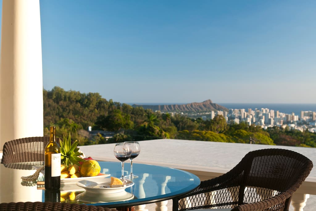 Stunning views of Diamond Head and Waikiki from your large covered lanai.