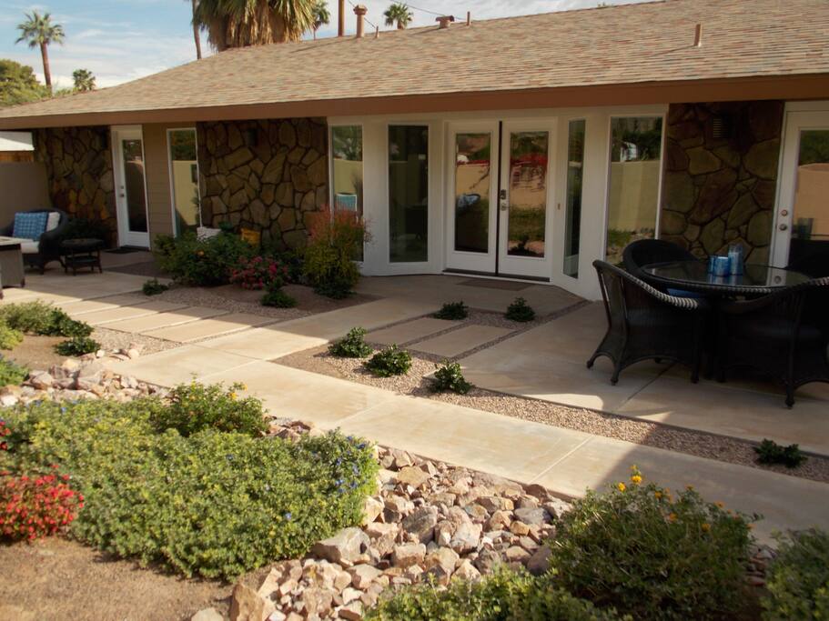 Bedroom entrances to courtyard