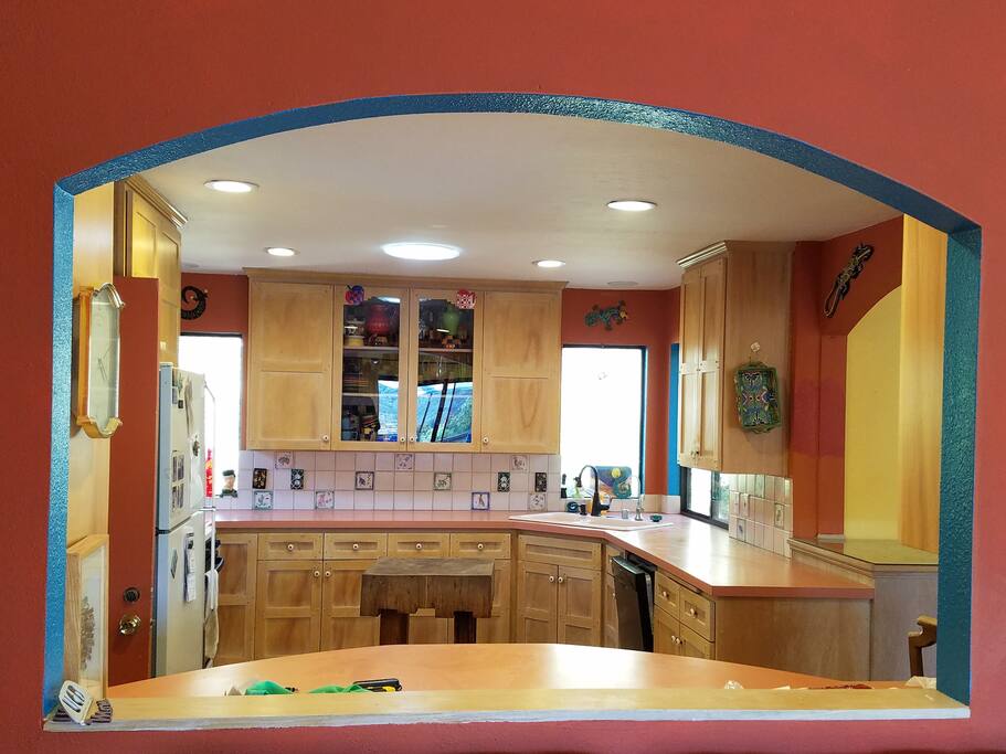 Well-lit, clean, spacious kitchen available upstairs