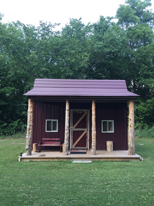 Main cabin, 3 bunks and 1 cot, old propane cook stove