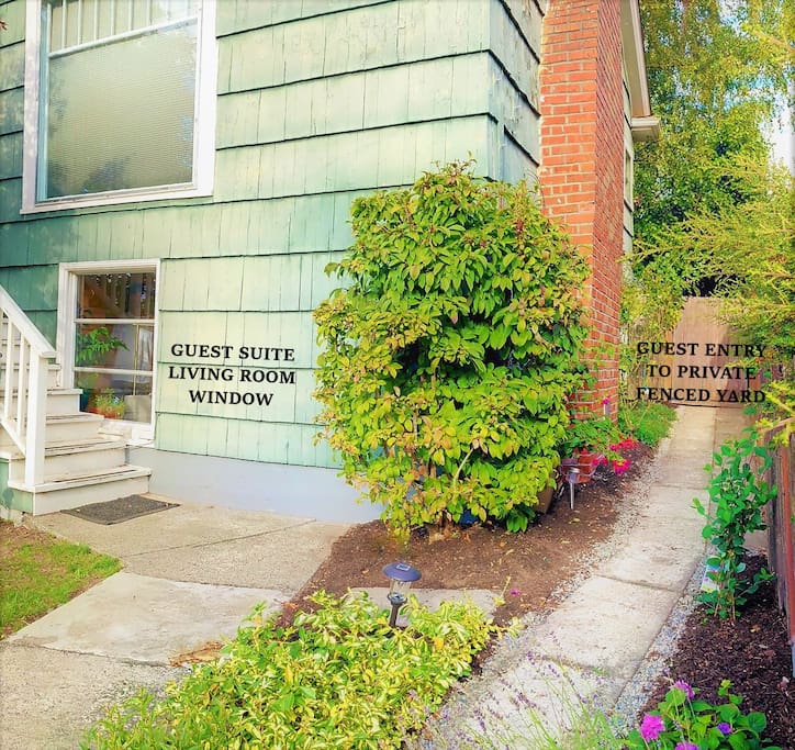 Daylight basement guest suite complete with a private entrance, private fenced yard - no shared common areas.
