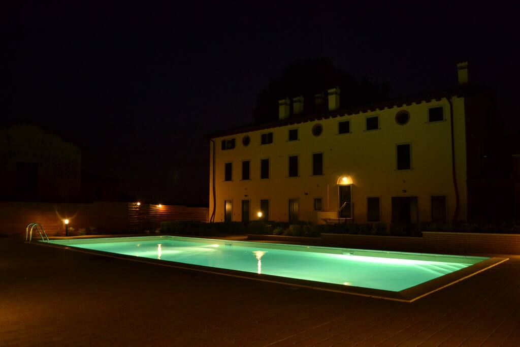 night view swimming pool