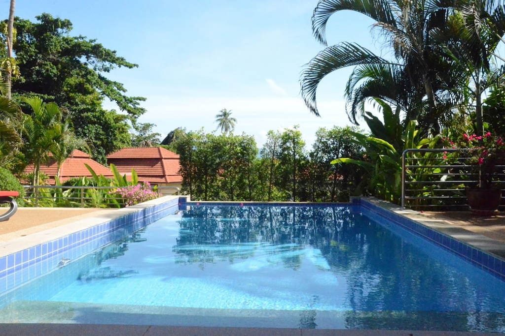 Private pool facing sea