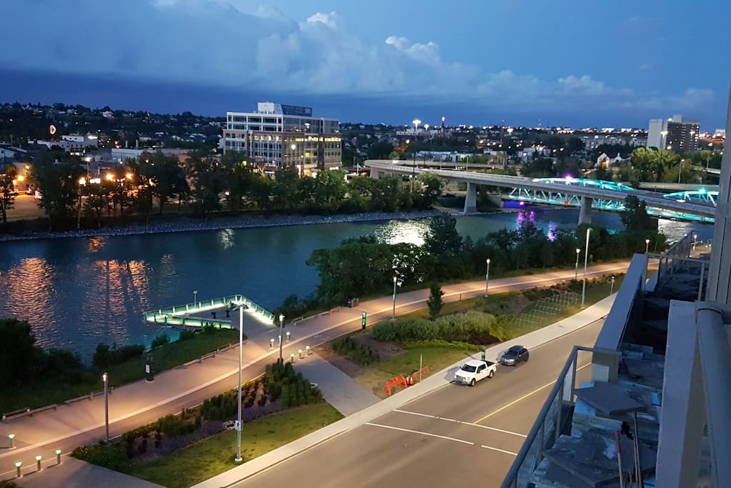 View from the balcony at night.