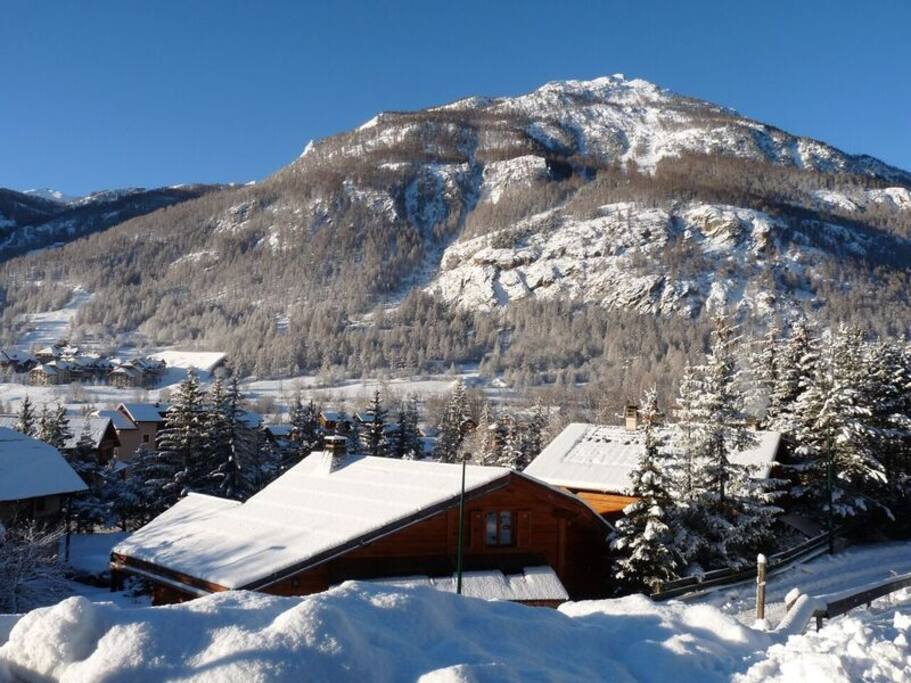Vue depuis le balcon en hiver