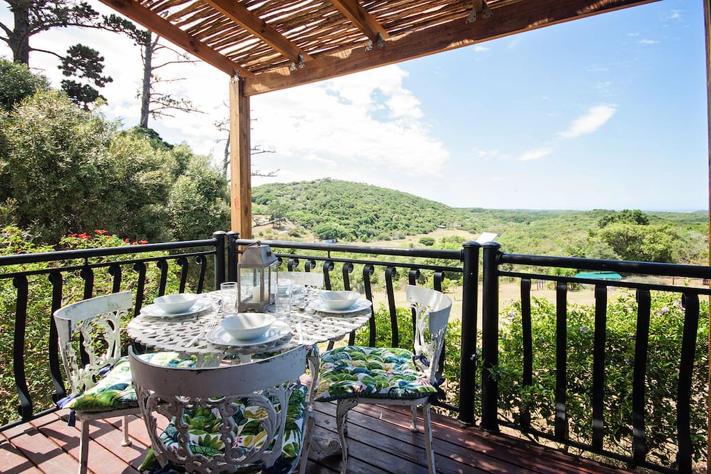 Enjoy a meal on the deck whilst looking over the valley and sea