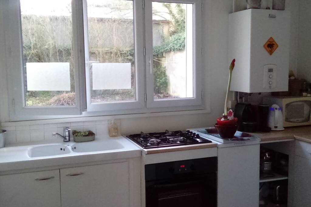 cuisine lumineuse donnant sur la cours