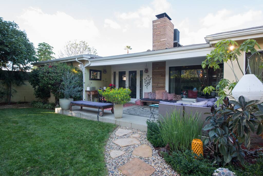Tranquil backyard covered patio
