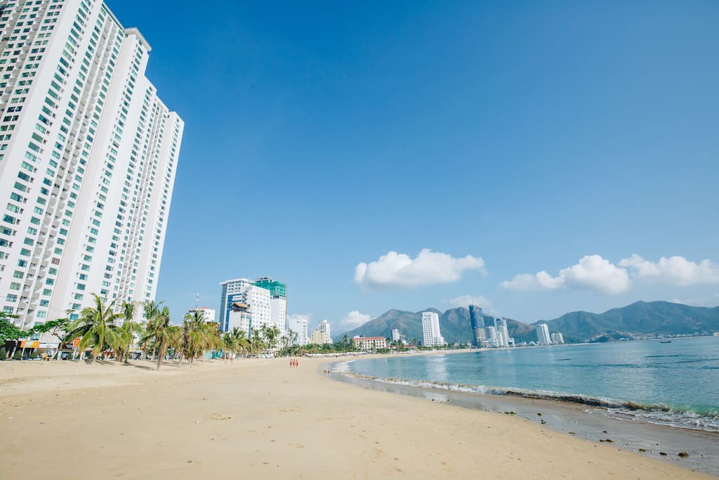 The beach just right in front of the apartment building :)