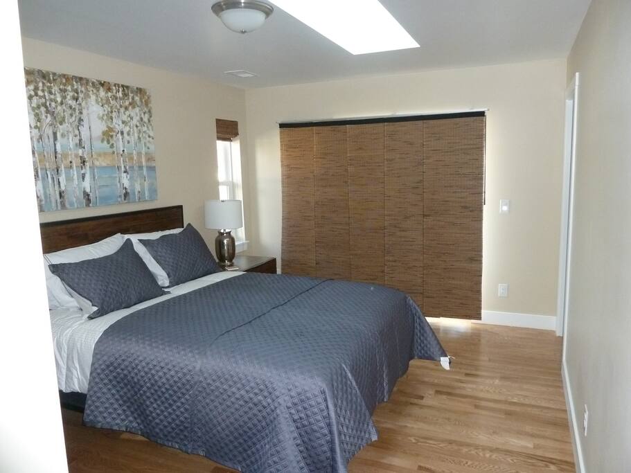 Sliding glass door opens to patio