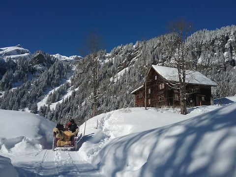 Absolutely quiet panoramic location in an ancient wooden house