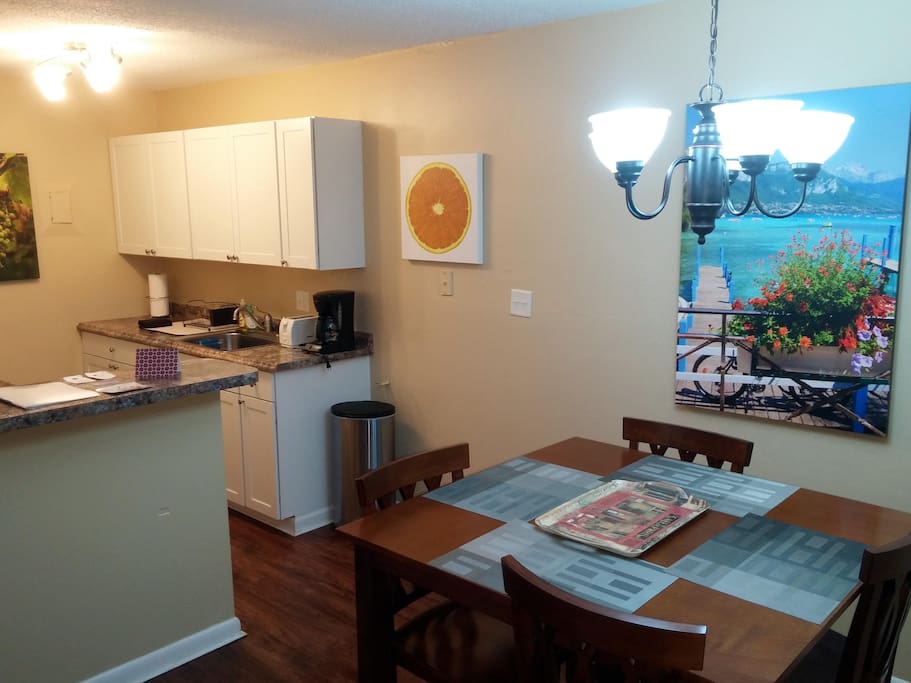 Dining area and fully equipped kitchen