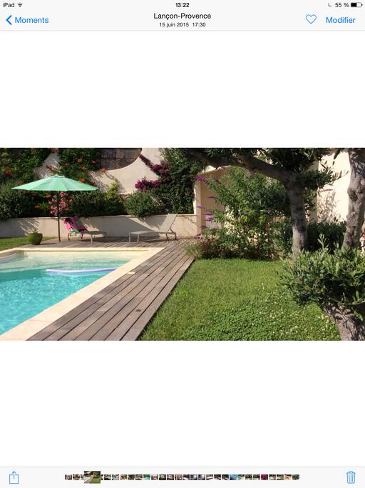 Piscine à l'eau salée , chauffée au printemps et à l'automne.
