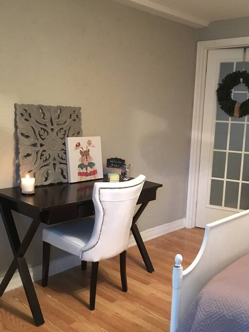 Writing desk area in bedroom