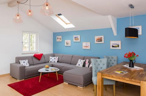 Attic apartment with rooftop terrace & city bikes