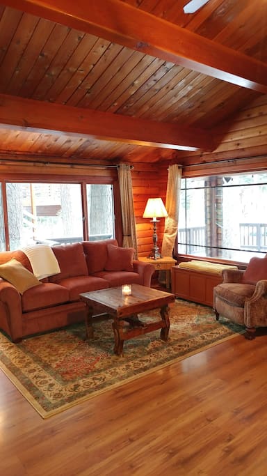 Large windows and comfy furniture