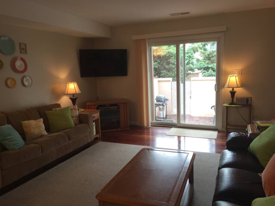Living room showing 48" smart HDTV