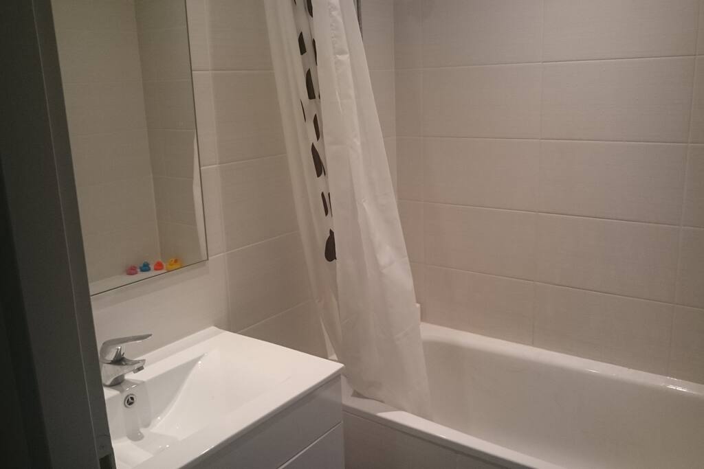 Salle de bains (baignoir+lavabo+sèche serviette)
