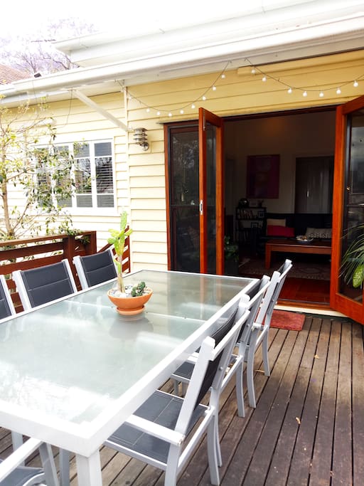 The front deck, looking back into the lounge room.