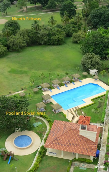 Extensive social area and pools