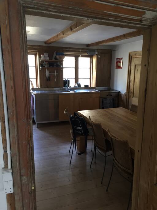 Kitchen, dining place (view from living room)