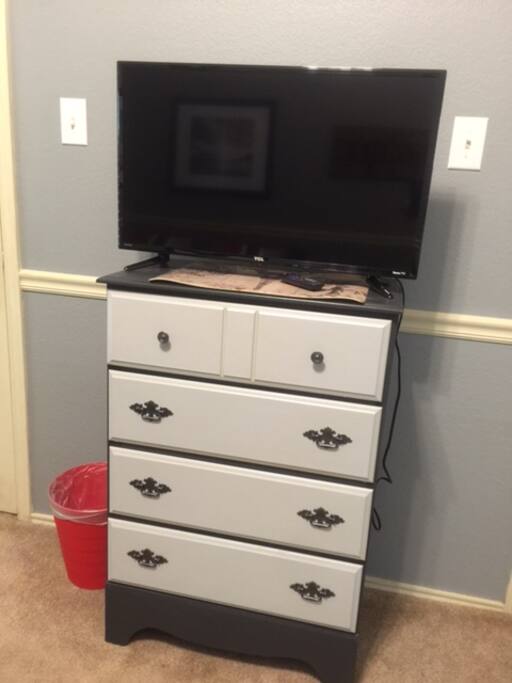 Room 1 of 2. TV with Netflix is available in grey room. This room can sleep up to 4 adults.