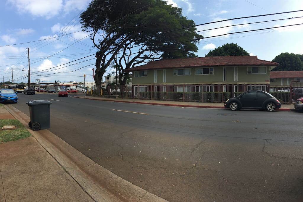 This is our home in relevance to Ewa Repair Shop, which is where you are lead in directions. Our address doesn't always work in GPS, so we use there. On the left, with the canopy and red truck in front, is Ewa Repair. We are just down the street, continuing on Waipahu, in the unit clear on the right. :)