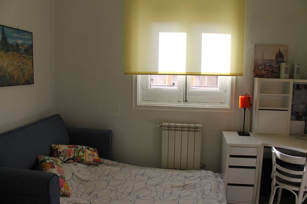 With opened sofa the room looks smaller