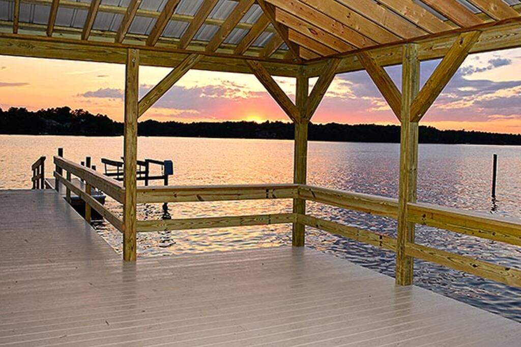 New dock and pier with spacious covered seating area