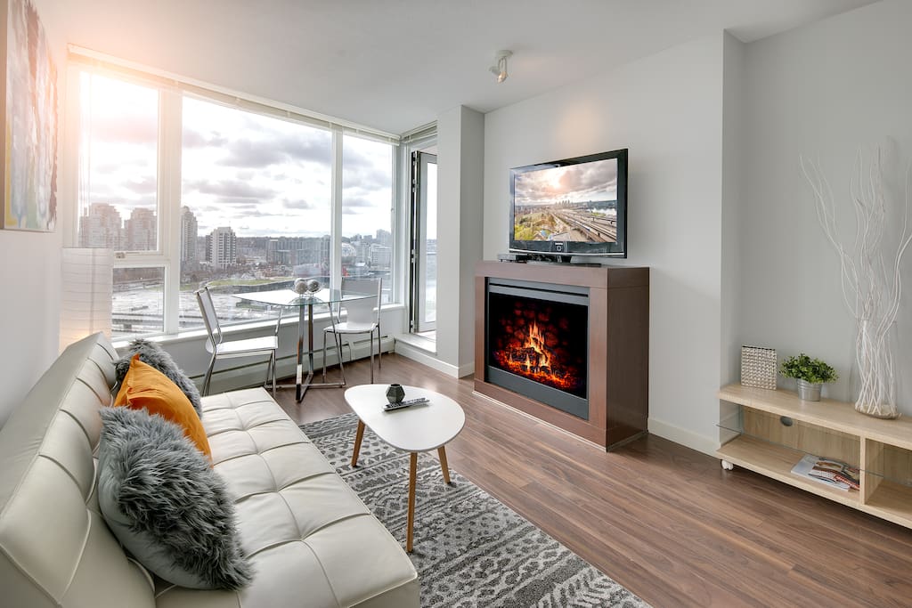 Fireplace and TV