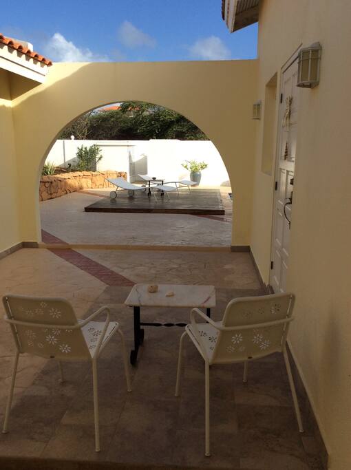 blue apartment patio