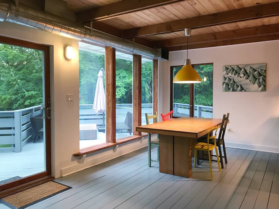 sliding door opens to the deck
