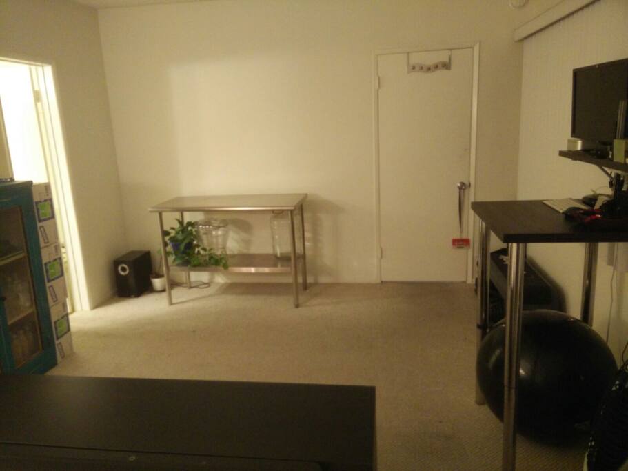 Spacious. We have an air mattress if you have additional guests