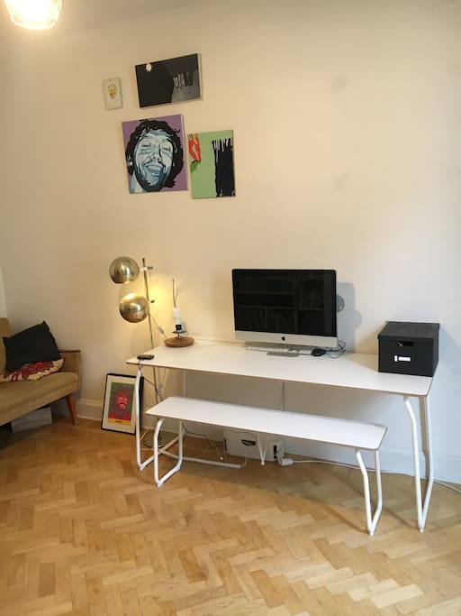 The desk/dinner table. You choose.