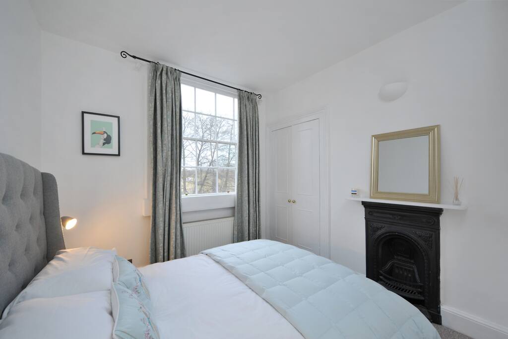 Bedroom with view of the Train Station