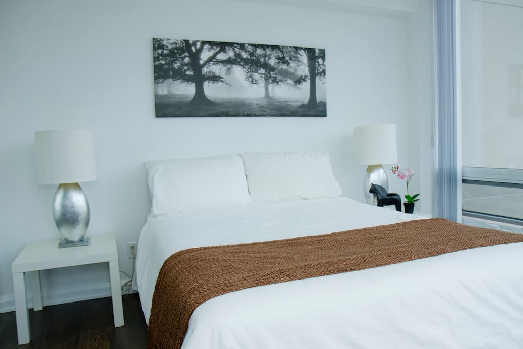 Bedroom equipped with top of the line pillow top bed