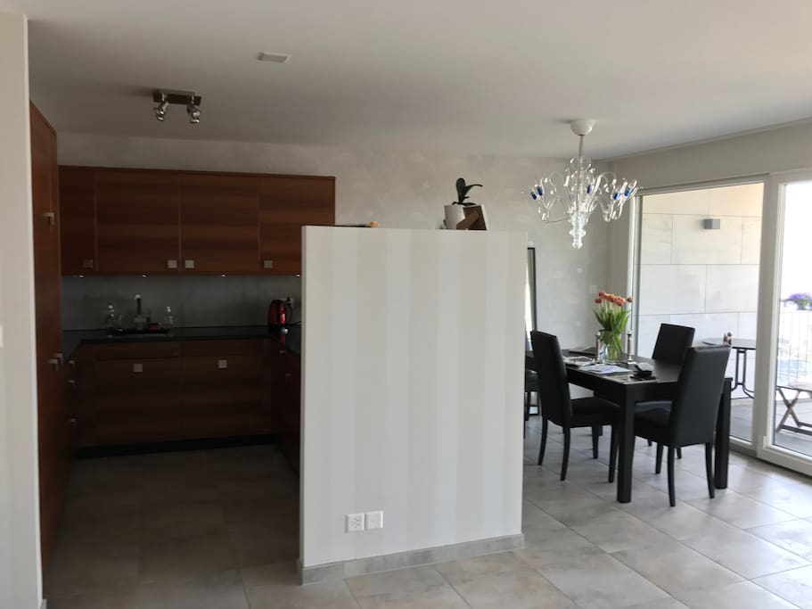Living room and open kitchen