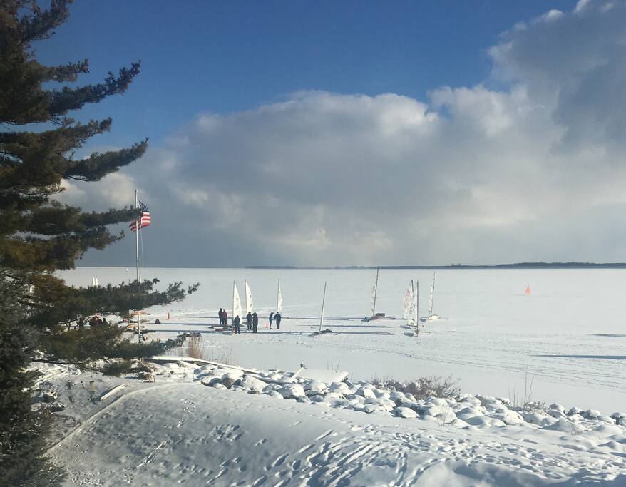 ice boating on the lake