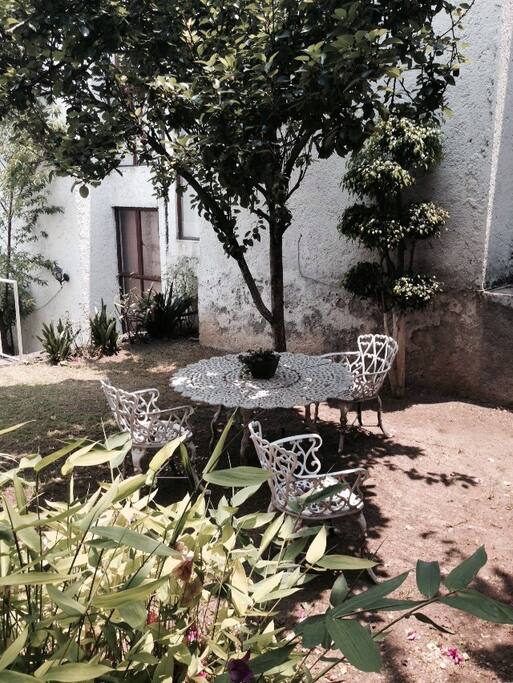 Cuenta con un patio trasero con asador por si se quiere hacer algún asado o desayunar fuera del departamento.
