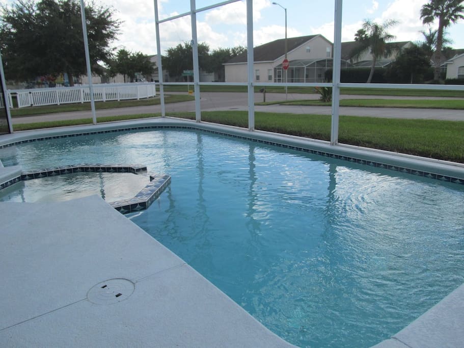 Private back yard with pool