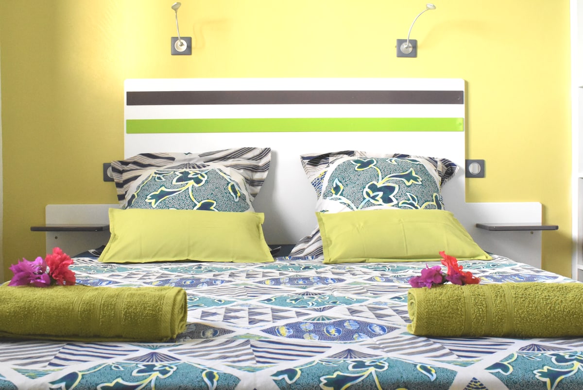 ห้องนอนมีเตียงขนาดควีนไซส์และเครื่องนอนที่ยอดเยี่ยมชั้นวางของแต่ละด้านมีเครื่องอ่านติดผนังที่ควบคุมความเข้มได้ปลั๊กไฟมากมายและห้องแต่งตัวขนาดใหญ่พร้อมที่เก็บของที่สะดวกสบายมากมาย