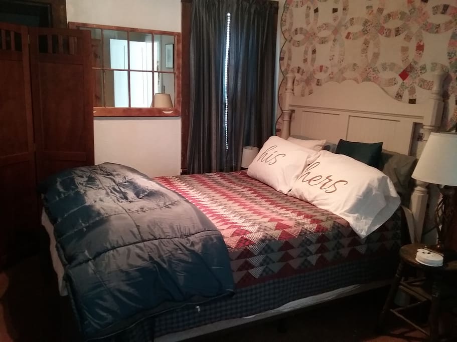 Very comfortable queen bed in master