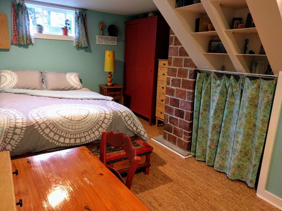 your wardrobe and bed from the desk