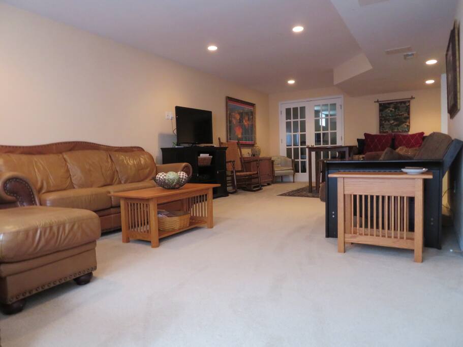 Futon (on right) can fold down to double bed to sleep one adult person (or two children).