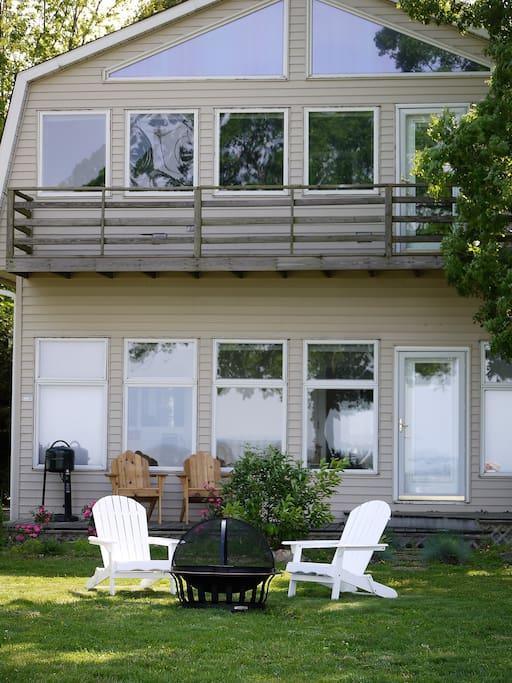 Relax outside in the Adirondack chairs.
