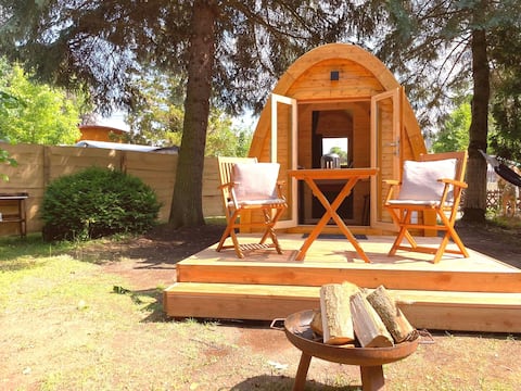 Glamping pod with hot tub (available as an option)