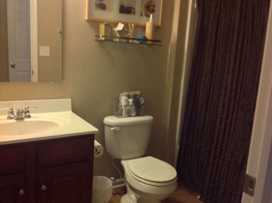 Full size tub with shower