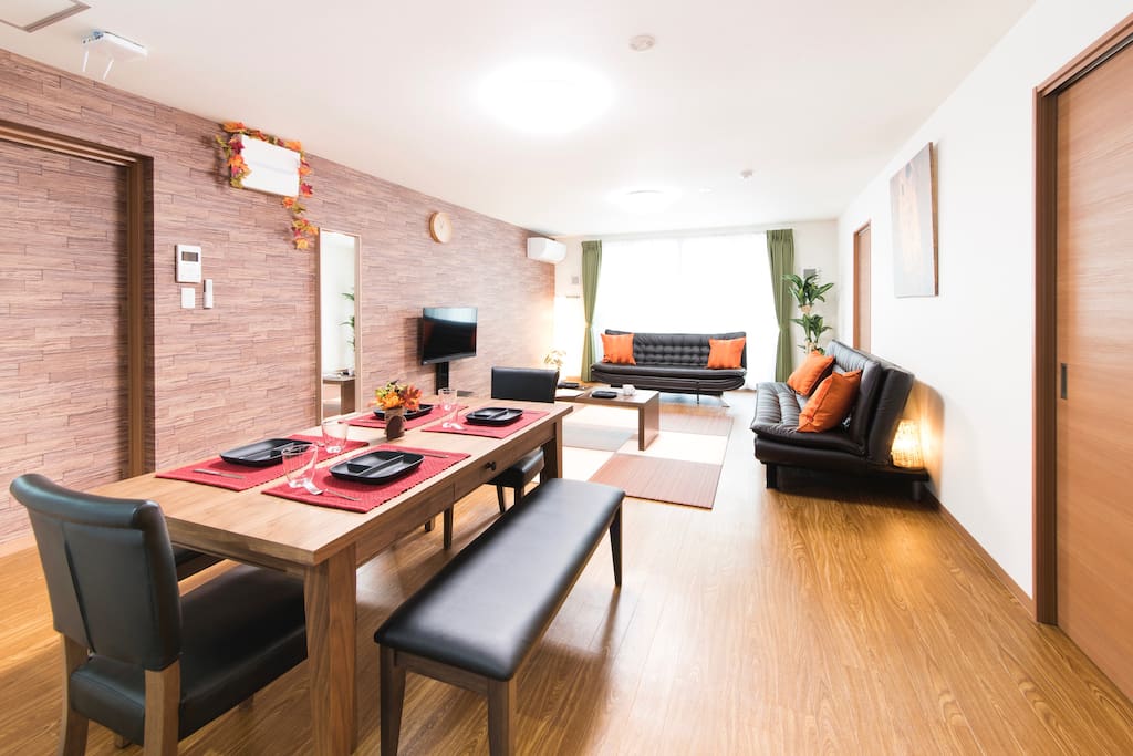Large room! 110 square meters accommodation! 舒适的3BR房子