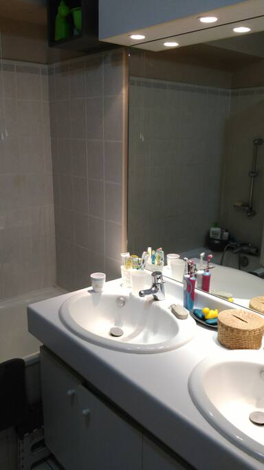 salle de bain (2 vasques, baignoire)
