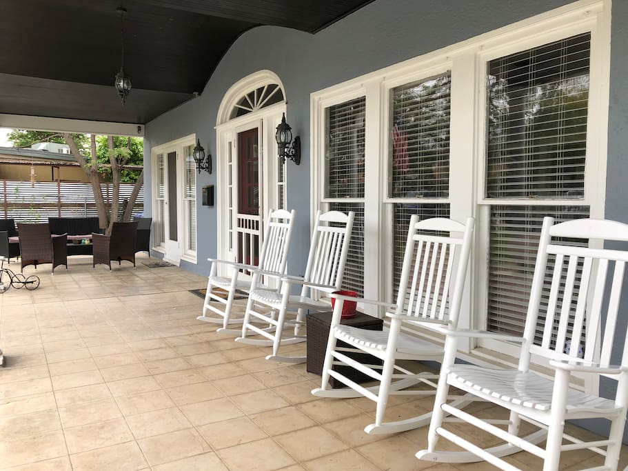 Great covered porch to enjoy coffee or a glass of wine.